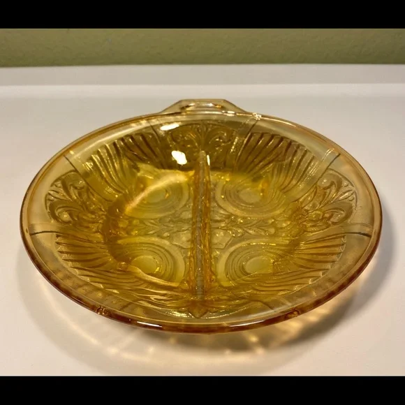 Vintage Indiana Glass Iridescent Relish Dish - Picture 5 of 9